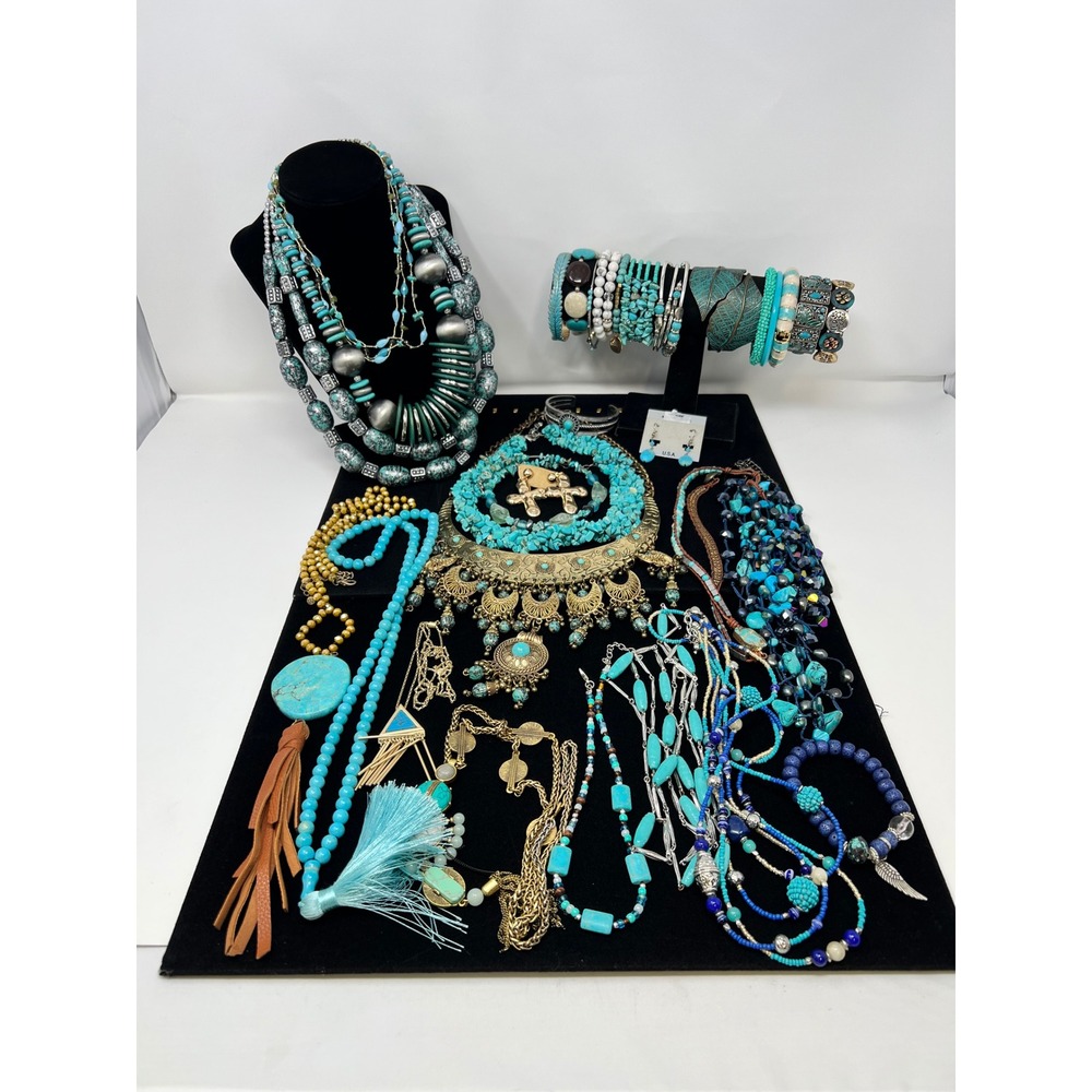 Vintage to Modern Turquoise Southwestern Boho Necklace, Bracelet Jewelry Lot 29